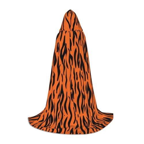 XLEWSIEU Tiger Stripes Orange Muster Druck Kapuzenumhang für Teenager Weihnachten Hoodies Umhang Cosplay Kostüme von XLEWSIEU