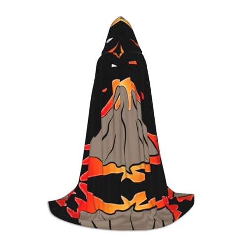 XLEWSIEU Volcano Print Hooded Cape For Teens Christmas Hoodies Cape Cosplay Costumes von XLEWSIEU