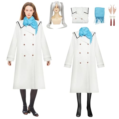 XLJLKJDS Anime Frieren Cosplay Kostüme für Frauen Mädchen Alle Frieren bei der Beerdigung Charakter Uniform Outfit mit Perücke & Ohr Halloween Kleid Rock Anzug Comic Karneval Party Geschenke von XLJLKJDS