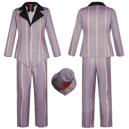 XLJLKJDS Anime Hazbin Hotel Sir Pentious Cosplay Kostüm Outfit Lucifer Morningstar Rollenspiel Uniform Komplettset Halloween Party Karneval Dress Up Anzug mit Hut für Männer Jungen von XLJLKJDS