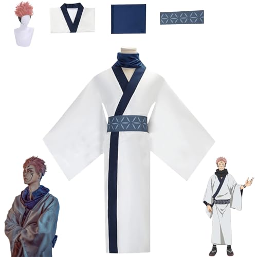 XLJLKJDS Anime Jujutsu Kaisen Cosplay Kostüm Charakter Ryomen Sukuna Fancy Dress Up Mit Perücke Frauen Uniform Outfits Komplettes Set Halloween Karneval Party von XLJLKJDS