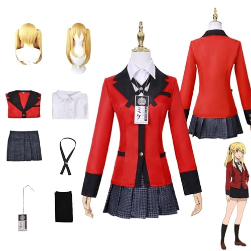 XLJLKJDS Anime Kakegurui Cosplay Kostüme Charakter Meari Saotome Fancy Dress Up Mit Perücke Erwachsene Uniform Outfits Komplettes Set Halloween Karneval Party von XLJLKJDS