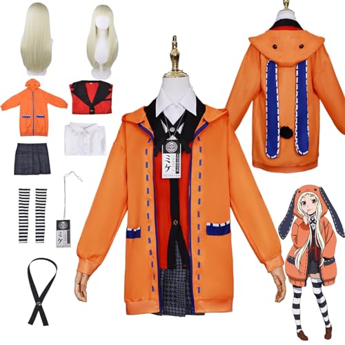 XLJLKJDS Anime Kakegurui Cosplay Kostüme Charakter Yomozuki Runa Fancy Dress Up Mit Perücke Erwachsene Uniform Outfits Komplettes Set Halloween Karneval Party von XLJLKJDS