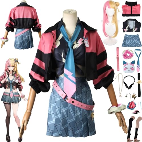 XLJLKJDS Anime VTuber Kotoka Torahime Cosplay Kostüm Outfit JK Uniform Perücke Kopfschmuck Kopfhörer Komplettset Halloween Karneval Party Dress Up Anzug von XLJLKJDS