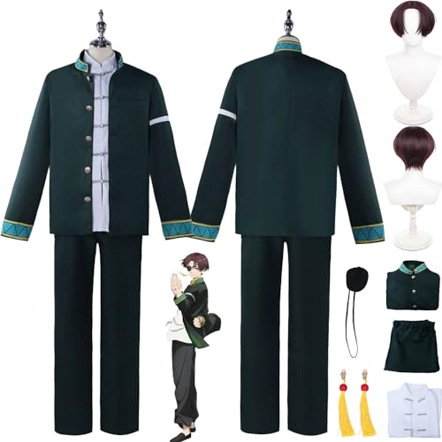 XLJLKJDS Anime Wind Breaker Hayato Suo Cosplay Kostüm Outfit Hajime Umemiya Grüne Uniform Komplettset Halloween Karneval Dress Up Anzug mit Perücke Ohrringe Augenmaske für Männer Jungen von XLJLKJDS