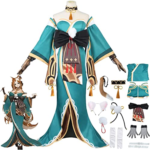 XLJLKJDS Damen Genshin Miss Hina Cosplay Kostüme Spielcharaktere Uniform Kleid Komplettset für Halloween Party von XLJLKJDS