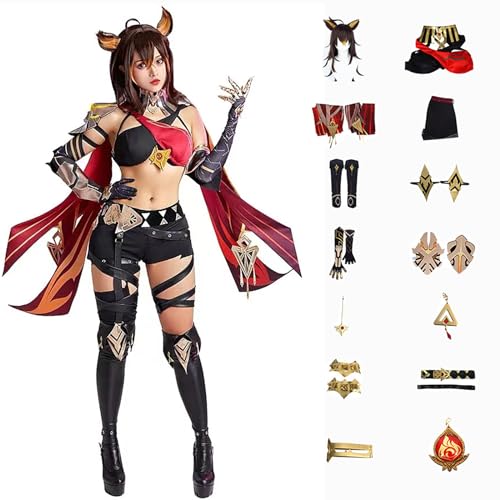 XLJLKJDS Genshin Impact Cosplay Dehya Kostüm Spielcharakter Outfit mit Perücke Halloween Dress Up Uniform Anzug für Frauen von XLJLKJDS