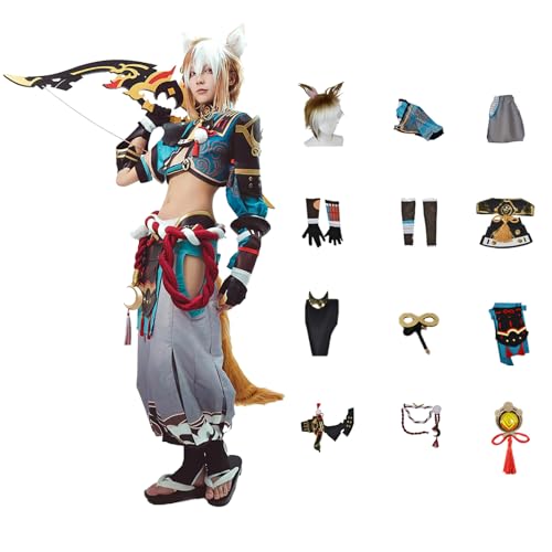 XLJLKJDS Genshin Impact Cosplay Gorou Kostüm Spielcharakter Outfit mit Perücke Halloween Dress Up Uniform Anzug für Männer von XLJLKJDS