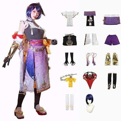 XLJLKJDS Genshin Impact Cosplay Kujo Sara Kostüm Spielcharakter Outfit mit Perücke Halloween Dress Up Uniform Anzug für Frauen von XLJLKJDS