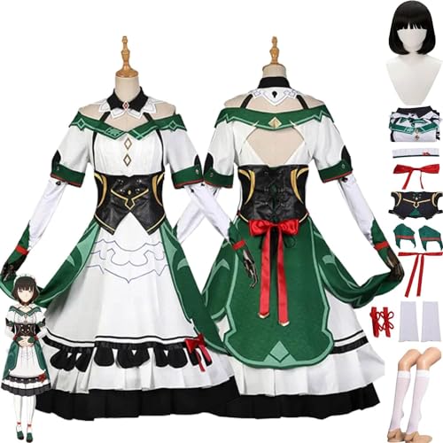 XLJLKJDS Genshin Impact Katheryne Catherine Cosplay Kostüm Outfit Spielzeugfiguren Hutao Uniform Komplettset Halloween Karneval Party Dress Up Anzug Mit Perücke von XLJLKJDS