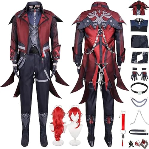 XLJLKJDS Genshin Impact Lynette Cosplay-Kostüm-Outfit mit Perücke für Jungen, Spielcharakter-Uniform-Kleider, komplettes Set, Halloween-Party, Karneval, Verkleidungsanzug von XLJLKJDS