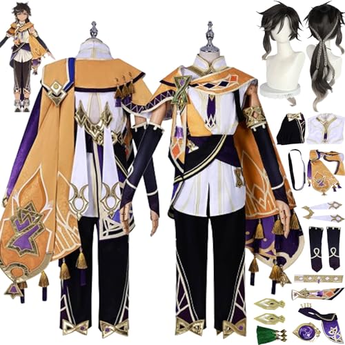 XLJLKJDS Genshin Impact Sethos Cosplay Kostüm Outfit Spielcharakter Wriothesley Neuvillette Uniform Umhang Komplettes Set Halloween Karneval Party Dress Up Anzug mit Perücke für Männer Jungen von XLJLKJDS