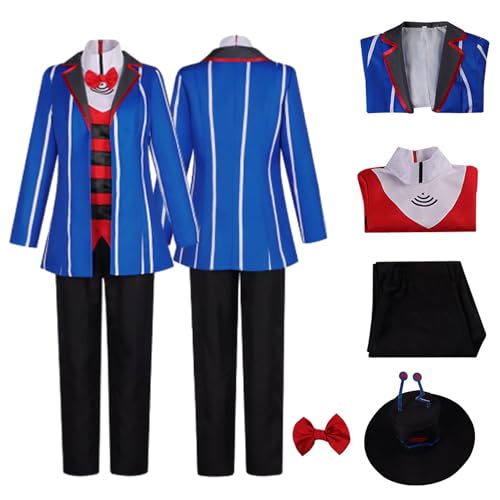 XLJLKJDS Herren Anime Vox Cosplay Kostüm mit Hut Hazbin Hotel Charakter Uniform Jacke Halloween Umhang Anzug Dress Up Outfits Set für Erwachsene Jungen Karneval Party Geschenke von XLJLKJDS