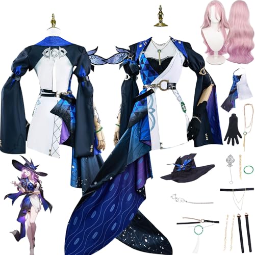 XLJLKJDS Honkai Star Rail Jade Cosplay Kostüm Outfit Spielcharakter Uniform Komplettes Set Halloween Karneval Party Dress Up Anzug mit Perücke Hut Ohrring Halskette für Frauen Mädchen von XLJLKJDS