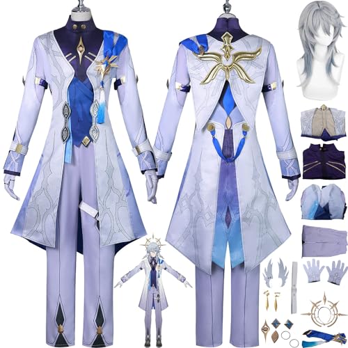 XLJLKJDS Honkai Star Rail Sunday Cosplay Kostüm Outfit Spielcharakter Uniform Komplettes Set Halloween Karneval Party Dress Up Anzug mit Perücke Kopfschmuck Ohrringe Ring für Männer Jungen von XLJLKJDS