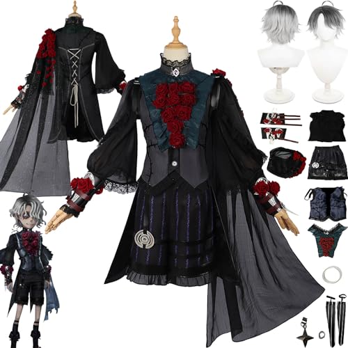 XLJLKJDS Identity V Emil Neue Haut Cosplay Kostüm Outfit Spielfigur Ada Mesmer Uniform Komplettes Set Halloween Party Karneval Dress Up Anzug mit Perücke Ring Ohrringe für Männer Jungen von XLJLKJDS