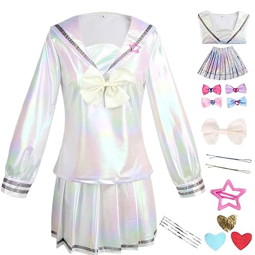 XLJLKJDS Needy Girl Overdose Cosplay Kostüm mit Perücke KAngel Cosplay Kleid Ame Chan JK Uniform Komplettset von XLJLKJDS