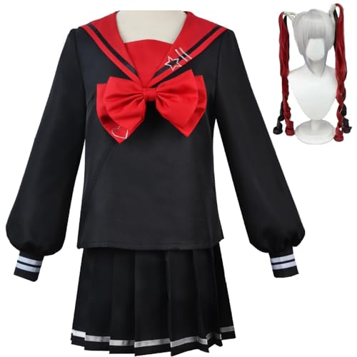 XLJLKJDS Needy Girl Overdose Cosplay Kostüm mit Perücke KAngel Cosplay Kleid Ame Chan JK Uniform Komplettset von XLJLKJDS