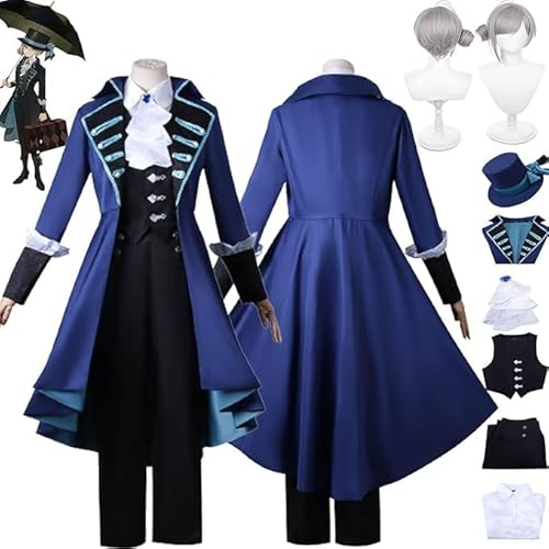 XLJLKJDS Rückseite: 1999 Vertin Cosplay Kostüm Outfit Spielzeugfigur Regulus Blaue Uniformjacke Komplettset Halloween Karneval Party Dress Up Anzug Mit Hut Perücke von XLJLKJDS