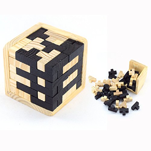 XLKJ 3D Puzzle Holz Denkspiel,Logikspiel Im Holzrahmen,Knobelspiel Geduldspiel,Logikspiel Im Holzkasten,Erzieherisches Spielzeug Für Kinder Und Erwachsene von XLKJ