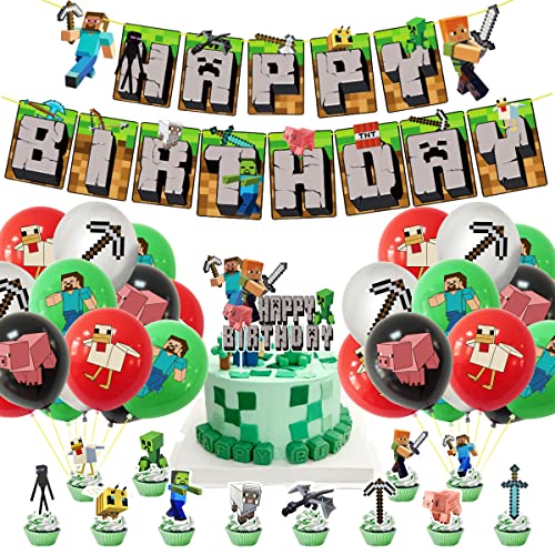 50PCS Geburtstagsdekoration Ballon-Set, Deko Geburtstag, Video Game Partyzubehör, Geburtstags Mottoparty Deko Luftballons Kindergeburtstag Deko von XLZJYIJ