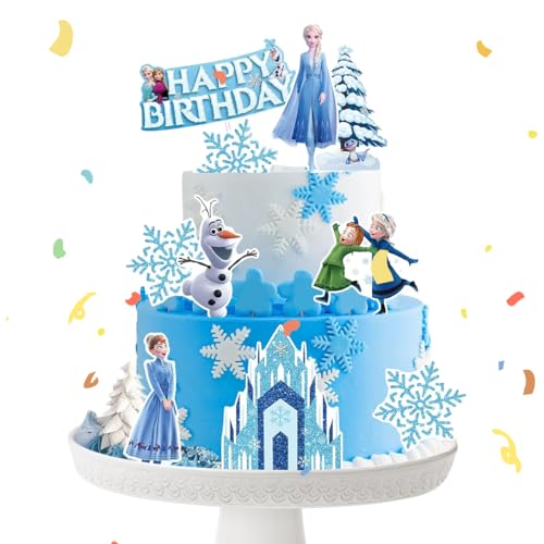 Frozen Kuchen Deko, 10 Stück Eiskönigin Figuren Tortendeko, Frozen Tortendeko, Geburtstag Torte Topper, Happy Birthday Tortendeko, Kinder Torten Deko für Mädchen, zum Geburtstag, Hochzeit von XLZJYIJ