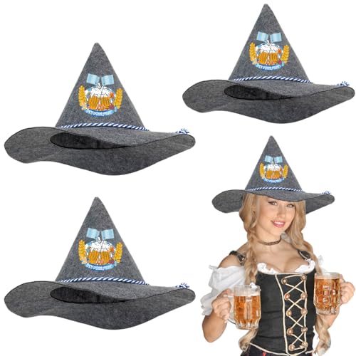 Oktoberfest Hut, 3 Stück Trachtenhut für Oktoberfest, Seppelhut Oktoberfest, Filzhut Oktoberfest, Bayern Seppelhut, Sepplhut Filzhut Fanhut, Trachten Hut Bayern Bayrisch mit Blau Weißer Kordel Oktoberfest Hut, 3 Stück Trachtenhut für Oktoberfest, Seppelhut Oktoberfest, Filzhut Oktoberfest, Bayern Seppelhut, Sepplhut Filzhut Fanhut, Trachten Hut Bayern Bayrisch mit Blau Weißer Kordel von XLZJYIJ