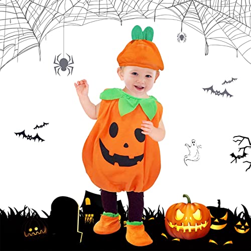 XLZJYIJ Halloween kostüm kürbis kinder, Halloween kostüm baby, Lustige Kürbis Cosplay Party Kleidung, kürbis kostüm kinder mit hut, Halloween kostüm kinder mädchen jungen für Fasching Party von XLZJYIJ