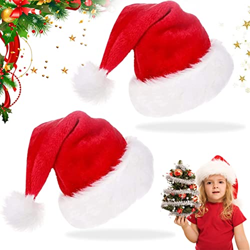 XLZJYIJ Weihnachtsmütze, 2 Stück Weihnachtsmützen, Weihnachtsmützen Kinder, Nikolausmütze Rote Santa Plüsche weihnachtsmann mütze für Weihnachten Neujahrsgeschenk Dekorationen von XLZJYIJ