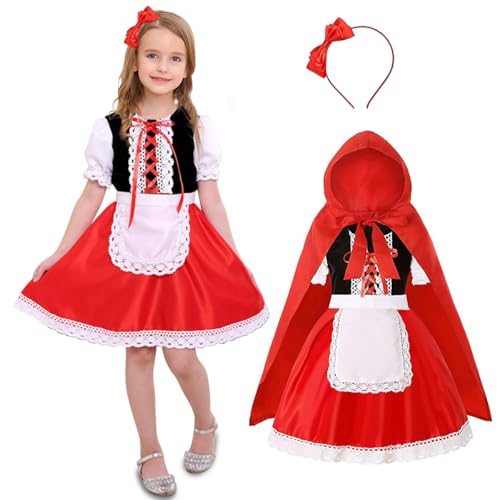XLZJYIJ Rotkäppchen Kostüm Kinder, Rot Kostüm Mädchen, Rot Umhang Kleid Kinder mit rot Umhang, Headband, Schürze für Karneval Halloween Cosplay Mottoparty XLZJYIJ Rotkäppchen Kostüm Kinder, Rot Kostüm Mädchen, Rot Umhang Kleid Kinder mit rot Umhang, Headband, Schürze für Karneval Halloween Cosplay Mottoparty von XLZJYIJ