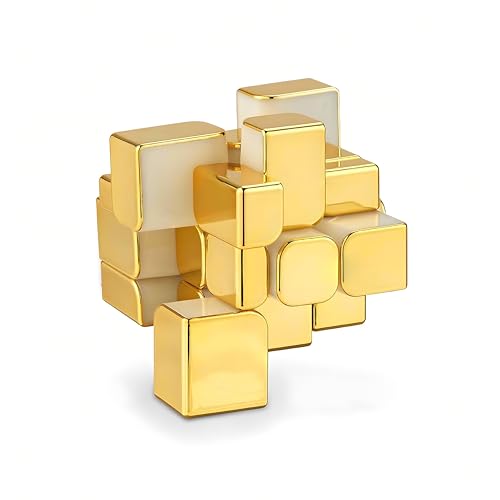 XMDCuber Magnetic Mirror Cube 3x3 Gold, Reflective Mirror Speed Cube Stickerless 3x3x3 Shiny Magic Cube Golden von XMDCuber