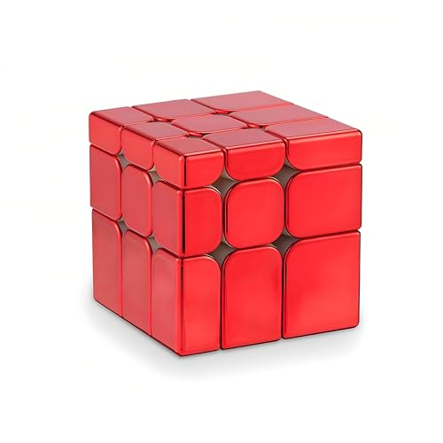 XMDCuber Magnetic Red Mirror Cube 3x3 Stickerless, Reflective Speed Cube 3x3x3 Mirror Red Shiny Surface Magic Cube von XMDCuber