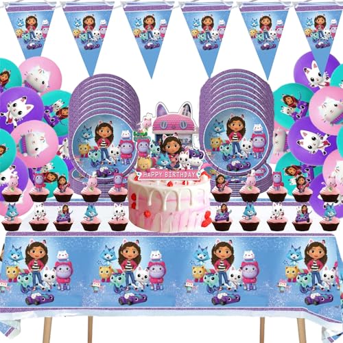 Geburtstagsparty Besteck-Set, Geburtstagsparty-Dekoration, einschließlich: Teller, Servietten, Flaggen, kleine Karten, große Karten, Tischdecken, Ballons von XMNCG
