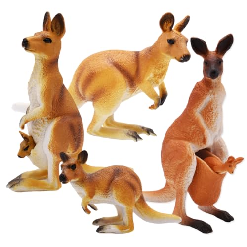 XNAUVOI 4 pcs Mini Känguru Figuren, Realistische Känguru Tiere Figuren, Känguru Ornamente, Känguru Cupcake Figuren Safari Spielfiguren Figuren Geschenk für Kinder, zum Spielen Oder als Deko von XNAUVOI