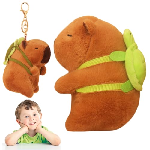 XNAUVOI Capybara Plüsch, Niedlichen Capybara Plushies,Capybara Tragende Schildkröte,Capybara Schlüsselanhänger,Wasserschwein Puppe Spielzeug für Kinder Geschenk von XNAUVOI