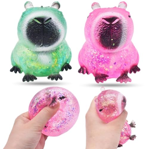 XNAUVOI 2 Stück Cute Capybara Squeeze Toy,Soft Capybara Toys Anti Stress,Capybara Squeeze Toy,Squeeze Anti Stress Spielzeug,Squishy Capybara Squeeze Toys für Kinder Erwachsener von XNAUVOI