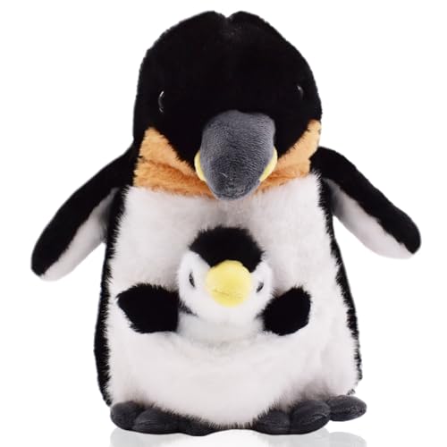 XNAUVOI Kuscheltier Pinguin Puppe, 25 cm Penguin Mom & Baby Plush Toy, Süße Pinguin Tier Puppe Kleine Pinguinpuppe Plüschkissen Spielzeug Geburtstage Geschenk für Kinder Mädchen Jungen von XNAUVOI