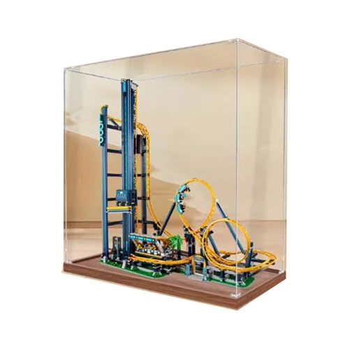 Acryl-Displaybox, kompatibel mit Lego 10303 Achterbahn-Modell, selbstmontierender transparenter Staubschrank, Sammler-Organizer (nur Box) (3 mm Holzfarbe) von XNDSGJU