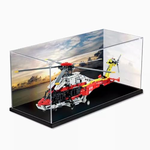 Acryl-Displaybox, kompatibel mit Lego 42145 Airbus-Blöcken, staubdichte dicke Basis, Sammlerstück-Geschenk-Vitrine Organizer (nur Box) (Gemälde auf der Rückseite) von XNDSGJU