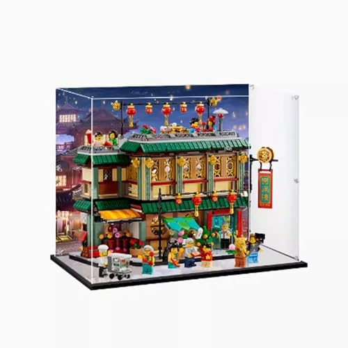 Acryl-Displaybox, kompatibel mit Lego 80113 Chinesisches Neujahrs-Spaßhaus-Basis, Sammlerstück, Geschenkvitrine Organizer (nur Box) (Hintergrundstil) von XNDSGJU