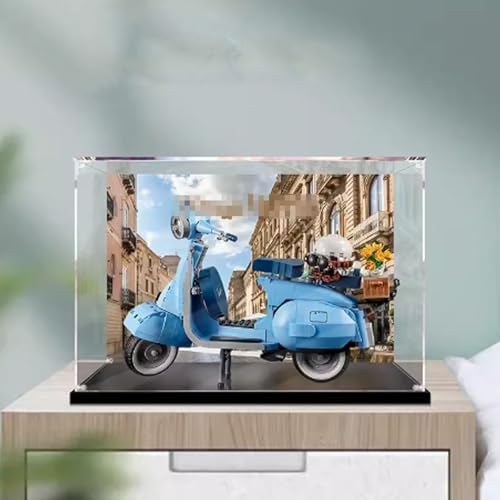 Acrylic Display Case, Compatible with Lego 10298 Vespa 125 Scooter Kit, Dustproof Transparent Display Case, Storage Case (Display Case Only) (Malerei auf der Rückseite) von XNDSGJU