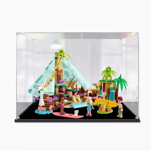 Transparente Acryl-Displaybox, kompatibel mit Lego 41700 Beach Luxury Camping-Modell, staubdichte Präsentationsgeschenke, schützen Dekorationen, Sammlerstücke, Aufbewahrungs-Organizer (nur Box) (3 mm) von XNDSGJU