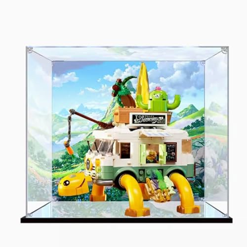 Transparente Acryl-Displaybox, kompatibel mit Lego 71456 Turtle Caravan Modell, staubdichte Präsentationsgeschenke, schützen Dekorationen, Sammlerstücke, Aufbewahrungs-Organizer (nur Box) (Gemälde auf von XNDSGJU