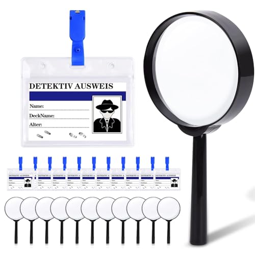 XPJBKC Lupe Kinder Detektiv, Detektiv Set Kindergeburtstag mit 12 Pcs Lupe Kinder und 12 Pcs Detektivausweis Ausweise mit Clip, Kinderlupe für dedektivparty Geburtstag,Detektive Rollenspiel Zubehör XPJBKC Lupe Kinder Detektiv, Detektiv Set Kindergeburtstag mit 12 Pcs Lupe Kinder und 12 Pcs Detektivausweis Ausweise mit Clip, Kinderlupe für dedektivparty Geburtstag,Detektive Rollenspiel Zubehör von XPJBKC