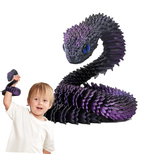 XPJBKC 3D Gedruckte Schlange Spielzeug, 40 cm Flexible SchlangenFidget Toys, 3D Gedruckte Tiere Spielzeug, 3D Gedruckte Kunststoff Schlangen für Büro und Zuhause Dekorationen (Lila) von XPJBKC