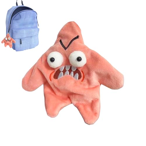 XPJBKC Angry Star Toy, Angry Star Face Plush, Angry Starfish Toy, Dancing Star Plush, Angry Moving Star Plush, Streiche Spielzeug für Kindergeschenk, Rucksack-Anhänger, Rosa von XPJBKC