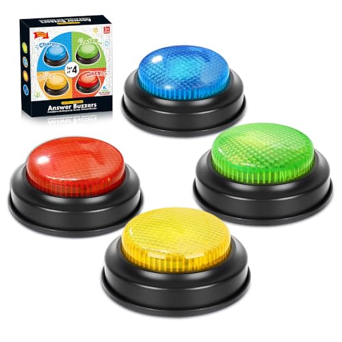 XPJBKC Buzzer mit Sound und Licht, 4 Stück Antwort Buzzer Learning Resources für Kinder Trivia-Spiele, Mehrfarbig Game Show Buzzer Spielzeug für Klassenzimmer Familie XPJBKC Buzzer mit Sound und Licht, 4 Stück Antwort Buzzer Learning Resources für Kinder Trivia-Spiele, Mehrfarbig Game Show Buzzer Spielzeug für Klassenzimmer Familie von XPJBKC