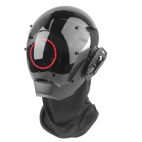 XPJBKC Cyberpunk Maske, Cyberpunk Mask mit LED Lichtern, Cosplay Mask für Herren, Erwachsene Cool Cyberpunk Maske LED, Cyberpunk Helm für Halloween Party Cosplay (Ringlicht) von XPJBKC