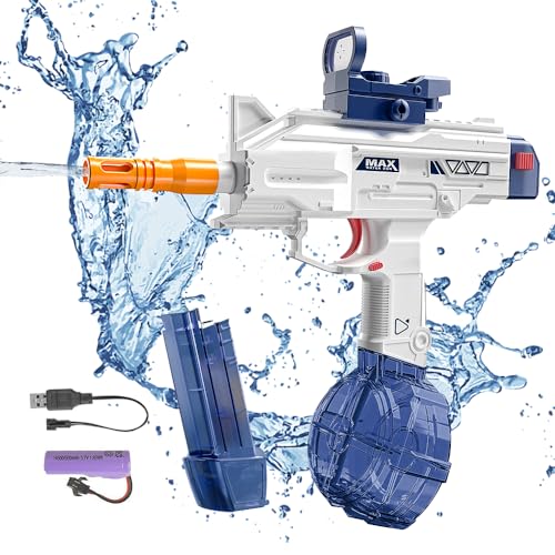 XPJBKC Wasserpistole Elektrisch, 400ml 2 in 1 Automatisierte Elektrische Wasserpistole,Reichweite 7-9M Wasserpistole Spielzeug für für Kinder Erwachsene Sommer Pool Schwimmbad Party von XPJBKC