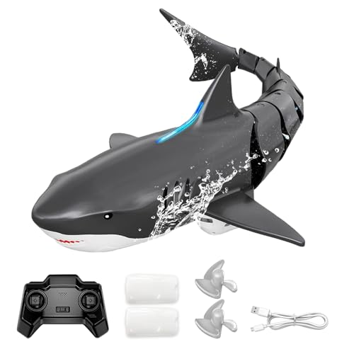 XPJBKC Ferngesteuerter Hai, 2.4GHz Ferngesteuert Hai Boot, Simulation Hai Wasserspielzeug mit 2 Batterien und Tauchfunktion, Wasserspielzeug Kinder, Wasser Shark Spielzeug für Jungen Mädchen XPJBKC Ferngesteuerter Hai, 2.4GHz Ferngesteuert Hai Boot, Simulation Hai Wasserspielzeug mit 2 Batterien und Tauchfunktion, Wasserspielzeug Kinder, Wasser Shark Spielzeug für Jungen Mädchen von XPJBKC